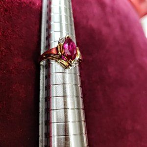 10K Gold Ruby & Diamond Ring  - 50% Discount + Free Shipping